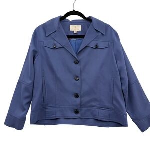 Etcetera‎ Womens Jacket Size 10 Blue Purple Lightweight Spring Coastal